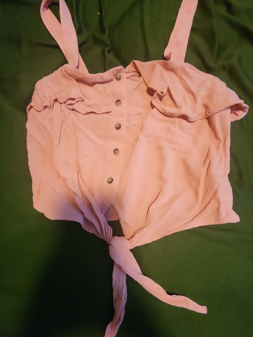 Forever 21 Contemporary Pink Tie Front Crop Top XS